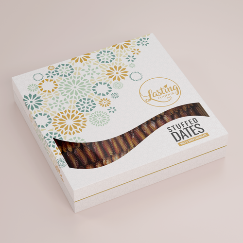 We need a powerful package design for our new assorted stuffed dates product Design by Moluccas.Project