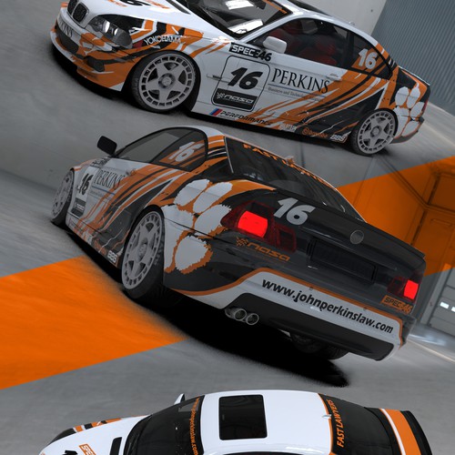 Perkins-Clemson e46 Race Car Wrap Design by Andrei Sandu