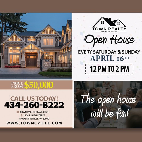 Open House Flyer - Champaign and Snacks! Design by 92DesignCraft