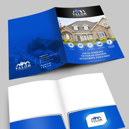 Presentation Folder Design, fast growing roof & solar company in Colorado.  Help us stand out! Design by Artist@Joy