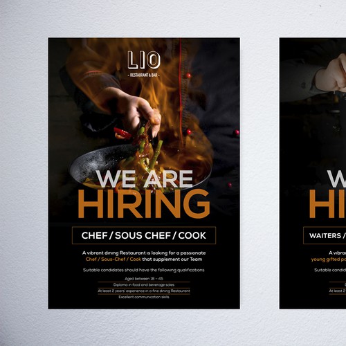 Job recruitment Poster for modern Premium Restaurant Design by NJ-ARTS’ STUDIO