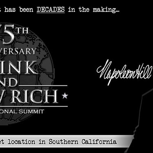 Banner Ad---use creative ILLUSTRATION SKILLS for HISTORIC 75th Anniversary of "Think & Grow Rich" book by Napoleon Hill Réalisé par PXLGURU