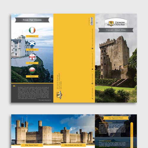 Create an inspiring travel brochure for an Ireland and UK tour operator! Design by dagusuper