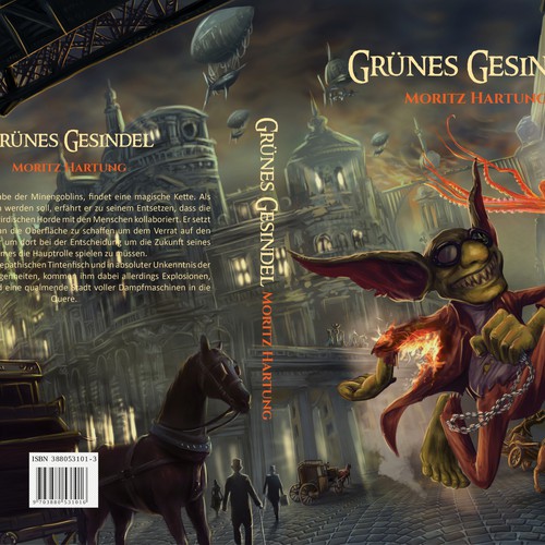Book cover: Fantasy novel (humour, magic, steampunk) set in victorian Berlin Design by metatron studio