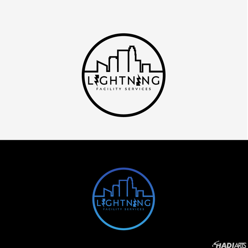 Cool logo using a lightning bolt for commercial maintenance/cleaning company. Design by HadiArts