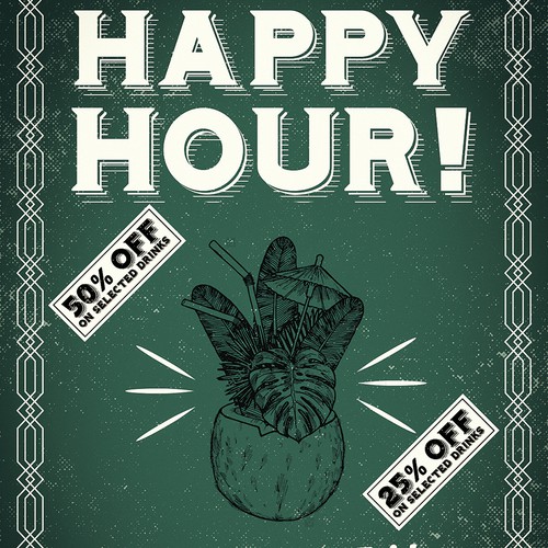 Happy Hour Poster for Thai Restaurant Diseño de Sefroute1