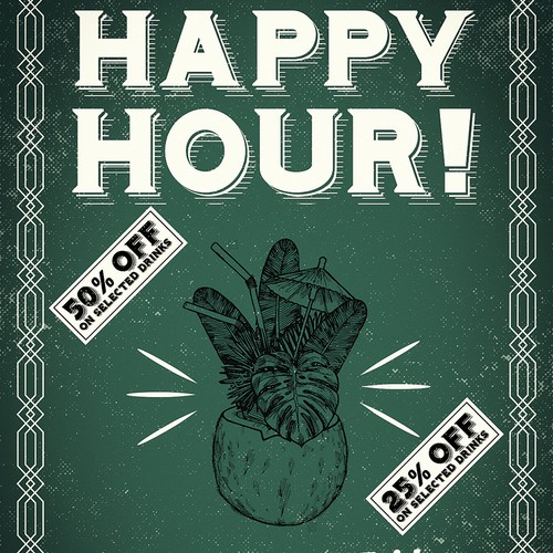 Happy Hour Poster for Thai Restaurant Design by Sefroute1