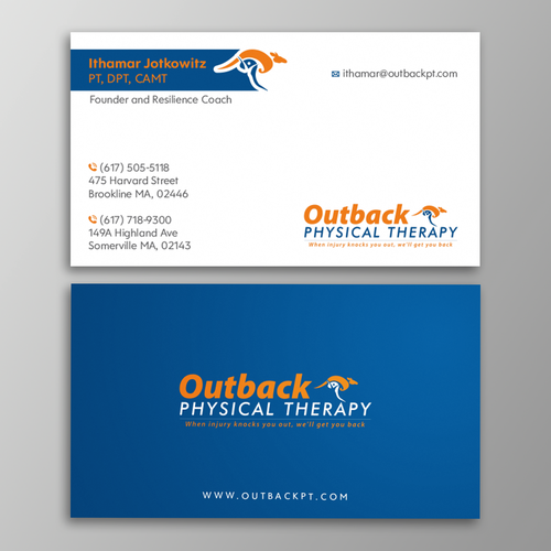 Business card for 2 clinic physical therapy office Design by Design sp