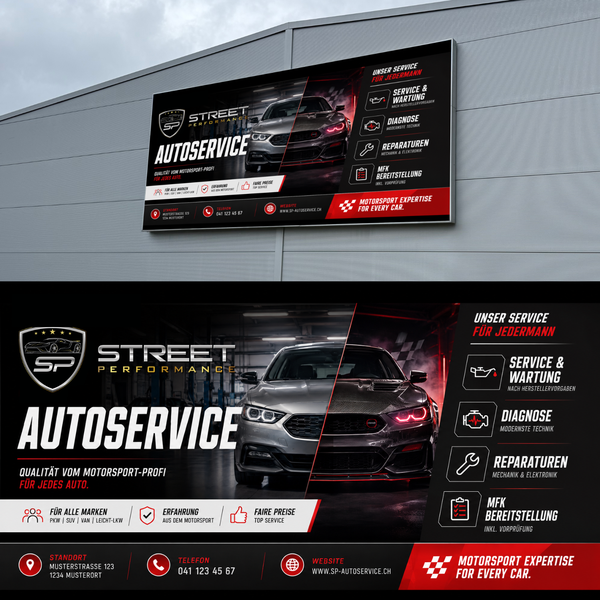 Werbeschild für Tuning Firma