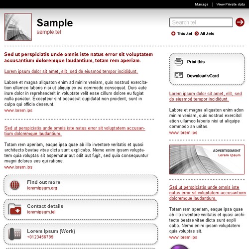 A new .tel design for a new decade! Design von Nochtros