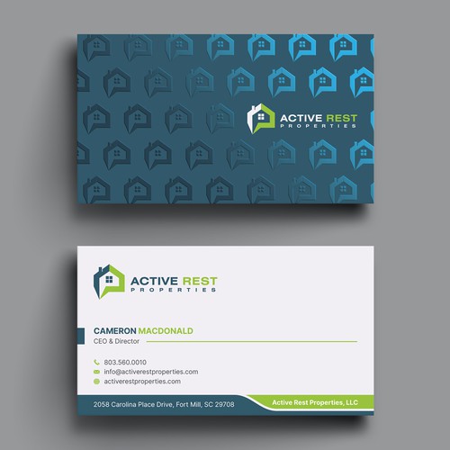 Modern Business Cards for Active Rest Properties Design by Hasanssin