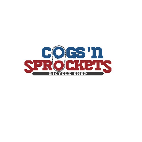 Create a classic logo design for Cogs 'n Sprockets Bicycle Shop Logo