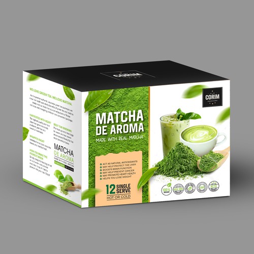 Corim Matcha Green Tea Latte, 12 Single Serve Cups