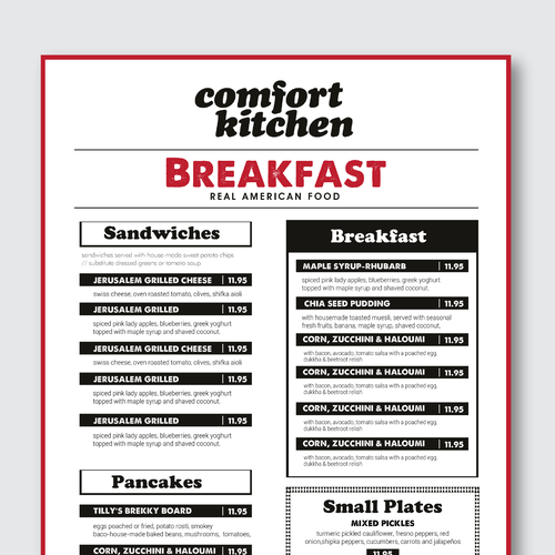 Designs Design a cool new menu for a breakfast & lunch spot in