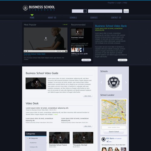 New website design wanted for Business School Video Bank Réalisé par john eric