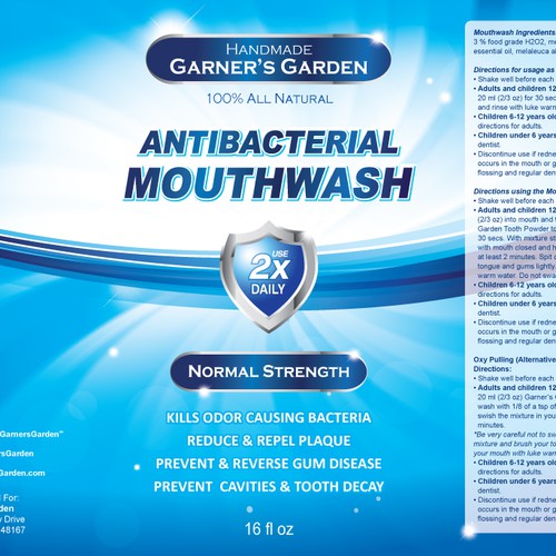 Labels for Natural Oral Care Regimen Mouthwash and Tooth Powder