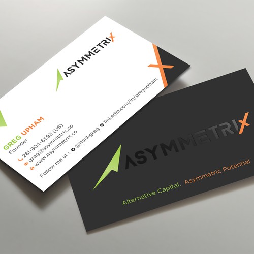 Design a cool, edgey but sophisticated business card for an alternative investment firm. Design von prosenjit_P