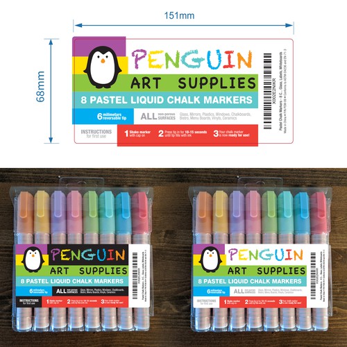 Penguin Art Supplies Liquid Chalk Markers - Set of 12 Metallic Colors
