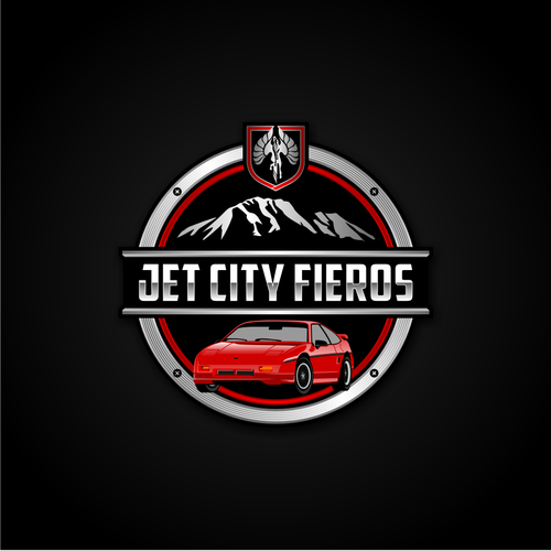 Jet City Fieros (Seattle) car club logo. To be used on web site, cards, patches, jackets, etc! Design by guinandra