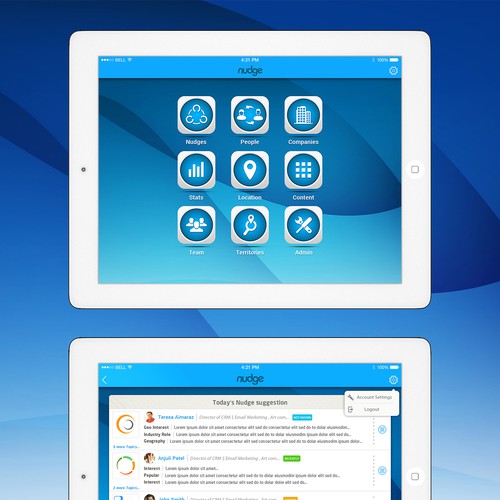 Two-screen design refresh for sales application on phone/tablet Design by Muhammad Abubaker