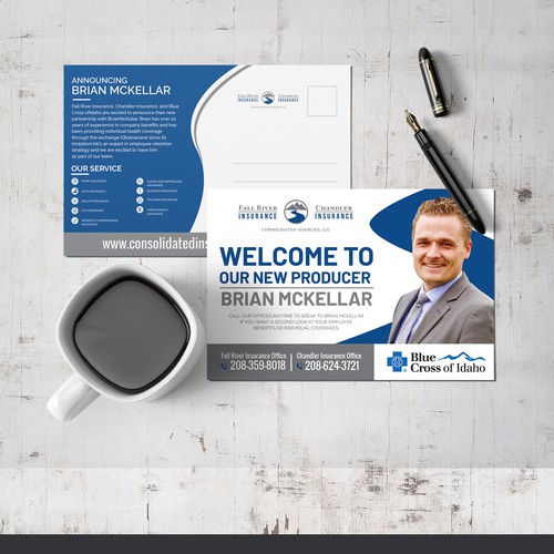 Attention grabbing postcard announcing new producer! Design by Sketch Media™