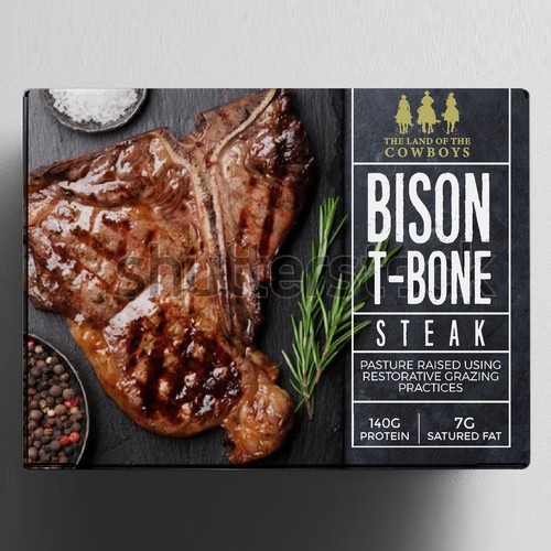 BISON T-BONE STEAK - FROM THE LAND OF THE COWBOYS Design by neoflexdesign