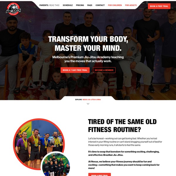 Modern Martial Arts Website for Jiu-Jitsu Academy
