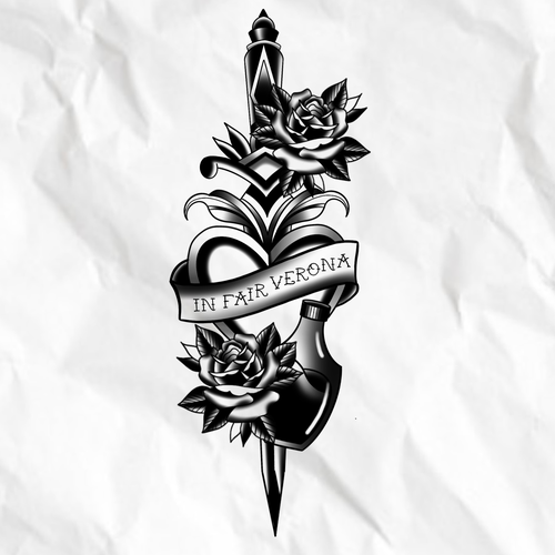 Design a Romeo and Juliet tattoo for a hopeless romantic Design by Katya Luu