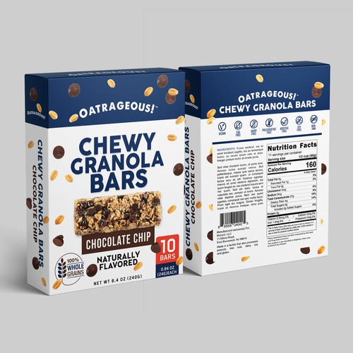 Design di DESIGN EYE-CATCHING PACKAGING FOR CHOCOLATE CHIP CHEWY GRANOLA BARS! di Shereef_CM