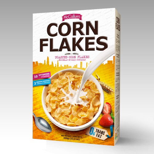 Create a new refreshing and modern Corn Flakes box design Design by tomdesign.org