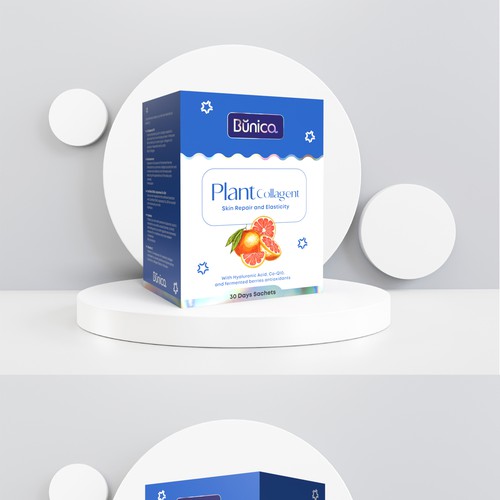 Collagen with personality. Clean and inviting box label design. Design by Mulyana D-Zign