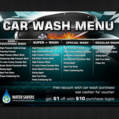 Car Wash Menu Template