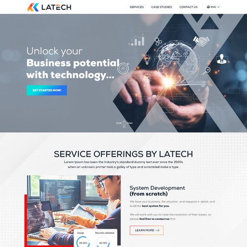 Please create a corporate page for my IT consulting and software development firm Design by Jasmin_A (AMPLE)