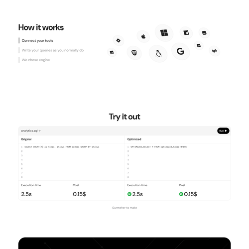 Landing page for data infrastructure startup Design by Yerik Baer