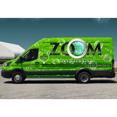 Zoom Dry Cleaning van wrap for eco-friendly one-price cleaner Design by ArunManuel