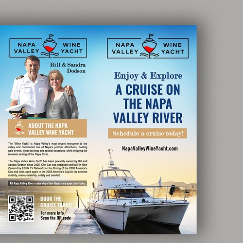 Tri-fold brochure for Napa Valley Wine Yacht tours Design by Smarika Ahuja ❤