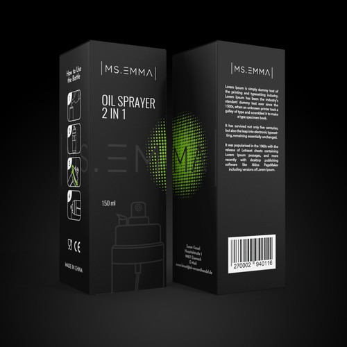 Design Luxury and Slim Design for a Olive Oil Sprayer Packaging di CK Graphic