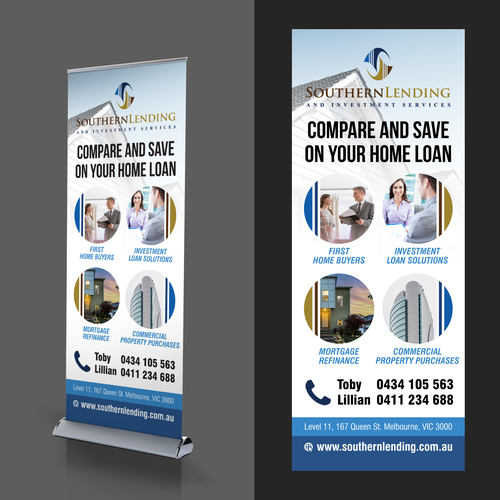 Pull up banner for successful, high performing mortgage business. Design by Adi Azudin