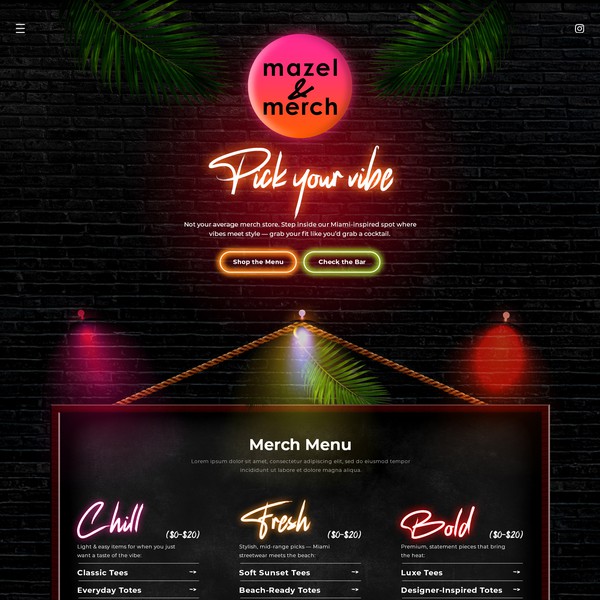 Miami Nightlife “Merch Restaurant” Concept