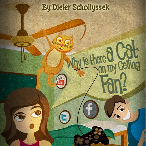 Book Cover for "Why is there a Cat on my Ceiling Fan?" Design by Oscarmontilla