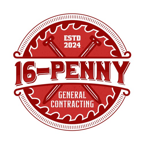 "16-Penny" Vintage Badge-Style Construction Logo Design by premankampung