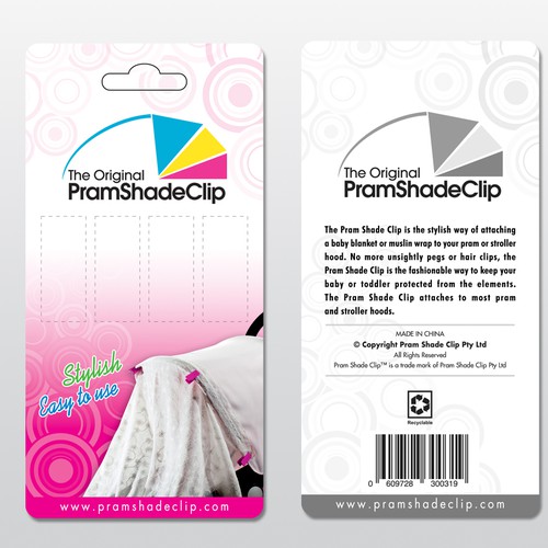 Create the next product packaging for Pram Shade Clip Design por Design360