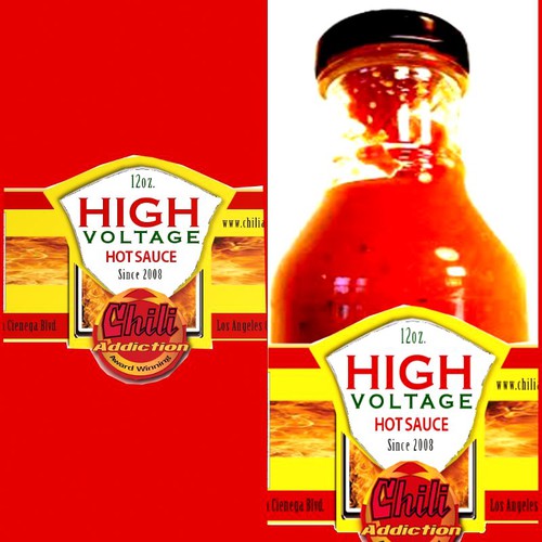 Hot Sauce bottle labels for Chili Addiction | Print or packaging design