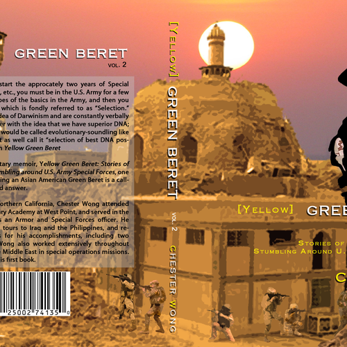 book cover graphic art design for Yellow Green Beret, Volume II Design by morgan marinoni