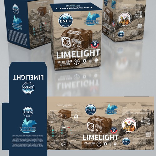 Design the packaging a outdoor headlamp where proceeds are donated to save american wildlife Design by Windmill Designer™