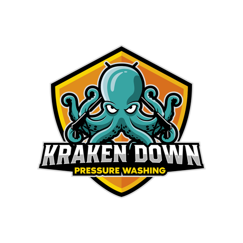I need a powerful design for Kraken down pressure washing. Design by onder