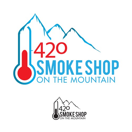 Create logo as the 42° is to look like 420 and then some mountains
and put "on the mountain" under smoke shop
 Design by bangkityp