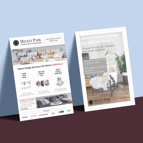 Design a mailbox flyer for an online interior design company はがき・チラシ