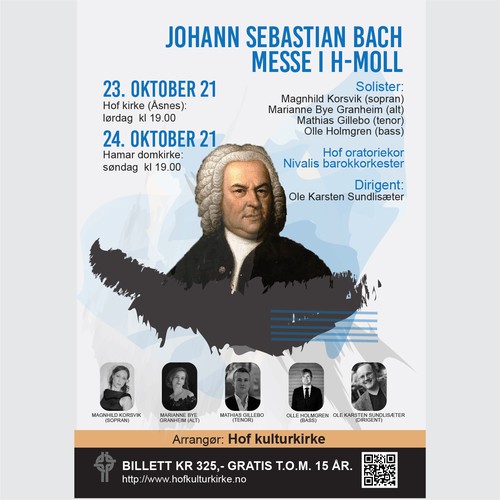 Poster for a choir concert performing Bach's Mass in B minor Réalisé par Sunamita Silva