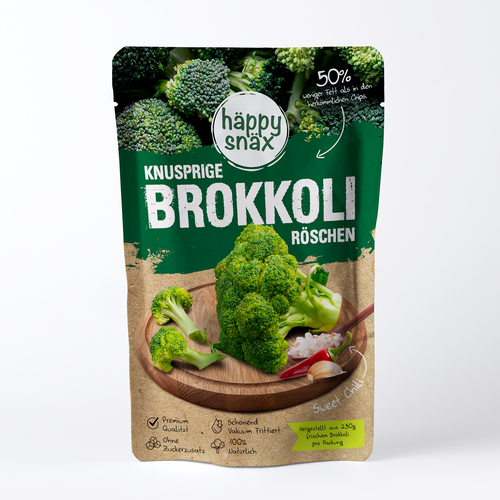 Verpackungsdesign für Doypack Gemüsechips: Vakuum frittierte Brokkoli Chips Design by cebiks